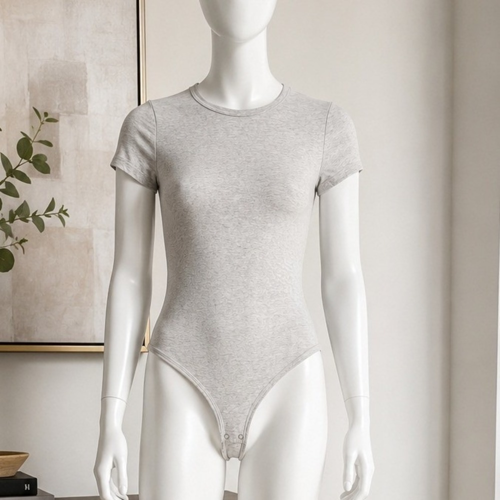 GAP Womens Bodysuit Gray Heather Short Sleeve Crew Neck XS